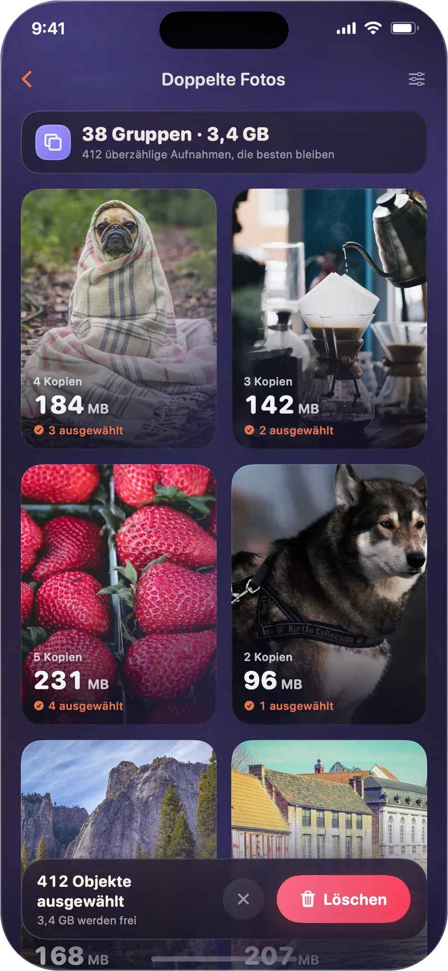 Bildschirm Doppelte Fotos in DustFox