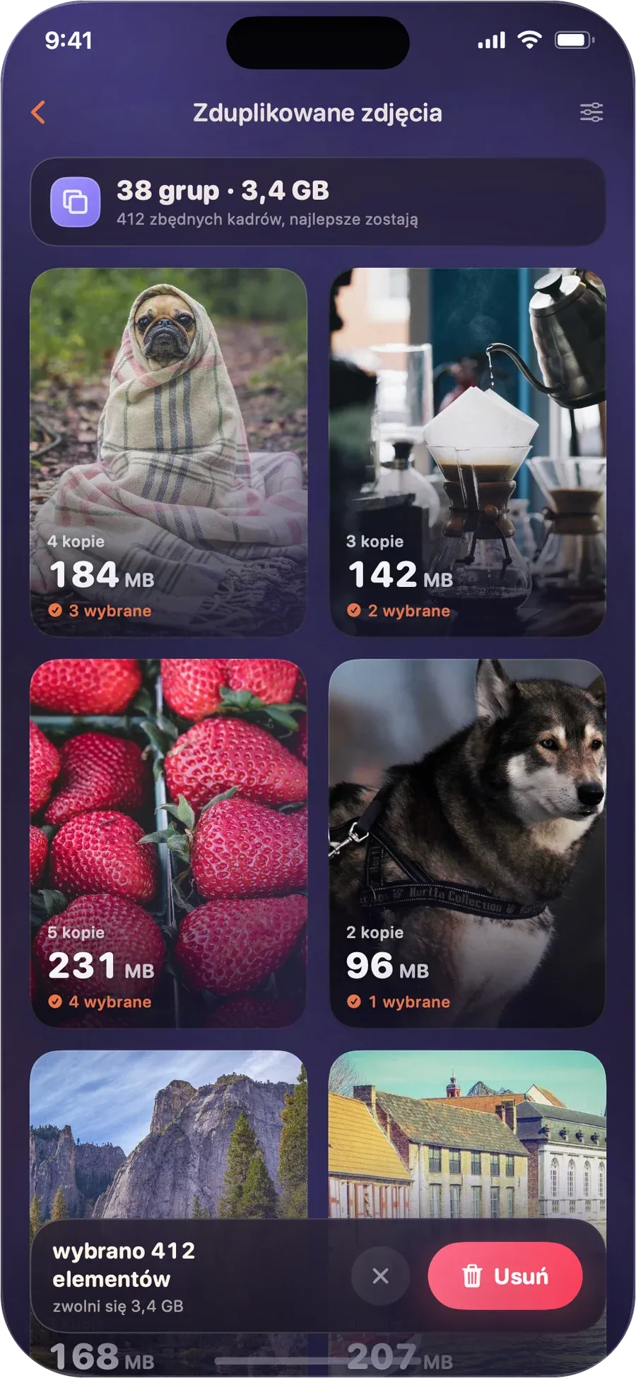 Ekran Zduplikowane zdjęcia w DustFox