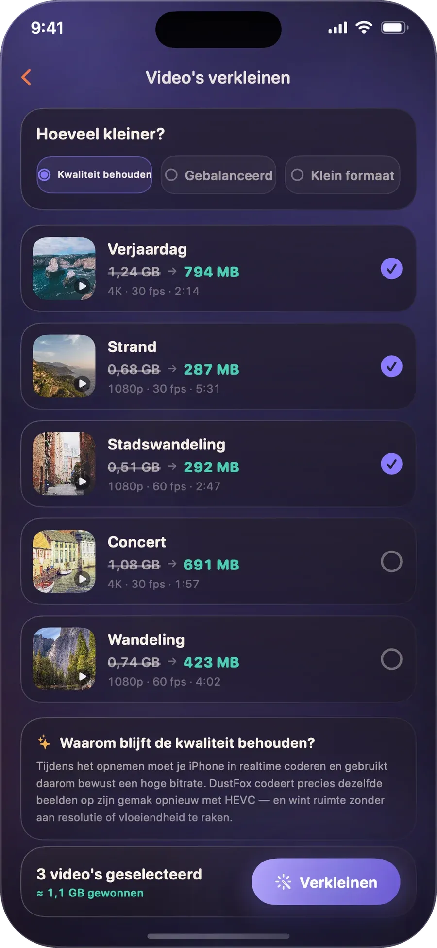Scherm Video's verkleinen in DustFox