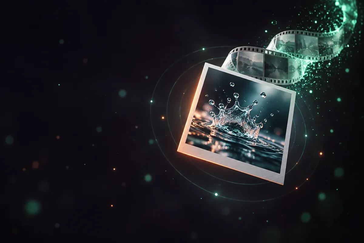 A glowing photo with its motion trail drifting away