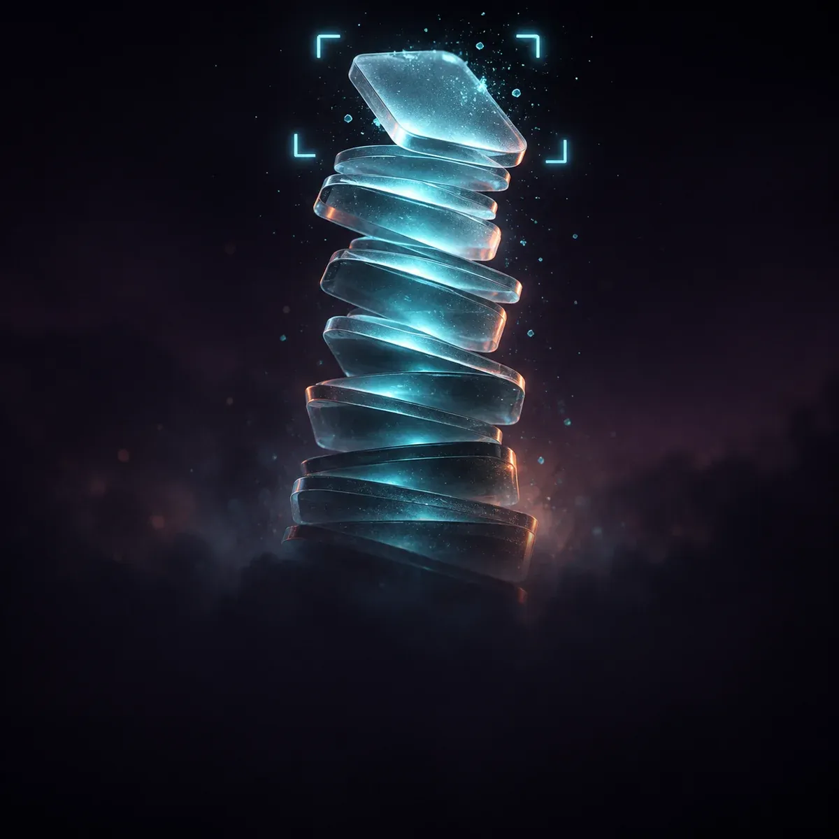 A pile of phone screen captures lit from behind